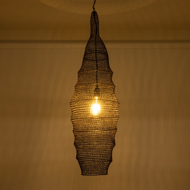 GloboStar® KENTUCKY 01908 Vintage Κρεμαστό Φωτιστικό Οροφής Μονόφωτο 1 x E27 AC220-240V IP20 - Φ30 x Υ105cm - Σκούρο Καφέ Μεταλλικό Πλέγμα