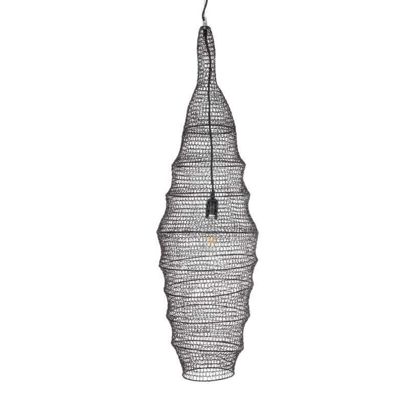 GloboStar® KENTUCKY 01908 Vintage Κρεμαστό Φωτιστικό Οροφής Μονόφωτο 1 x E27 AC220-240V IP20 - Φ30 x Υ105cm - Σκούρο Καφέ Μεταλλικό Πλέγμα