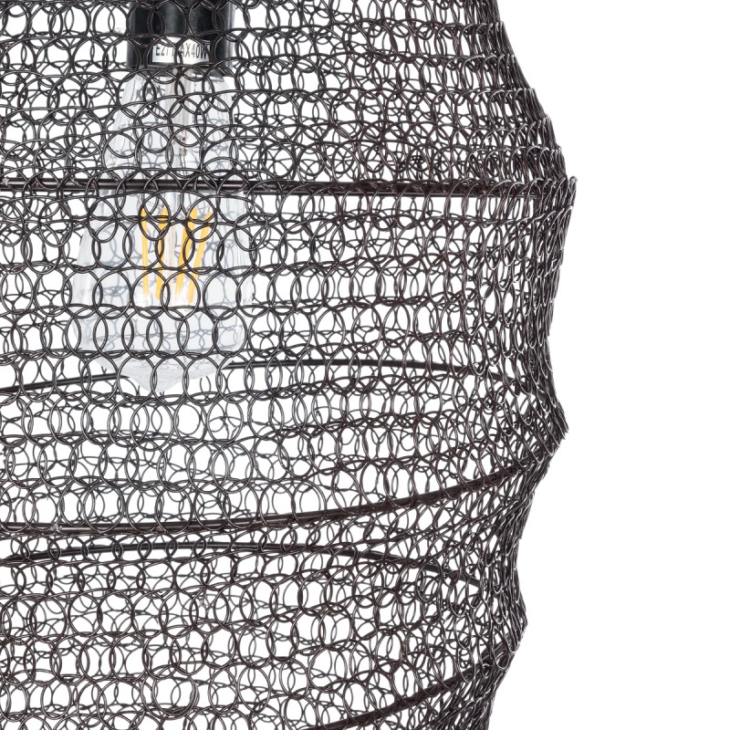 GloboStar® KENTUCKY 01908 Vintage Κρεμαστό Φωτιστικό Οροφής Μονόφωτο 1 x E27 AC220-240V IP20 - Φ30 x Υ105cm - Σκούρο Καφέ Μεταλλικό Πλέγμα