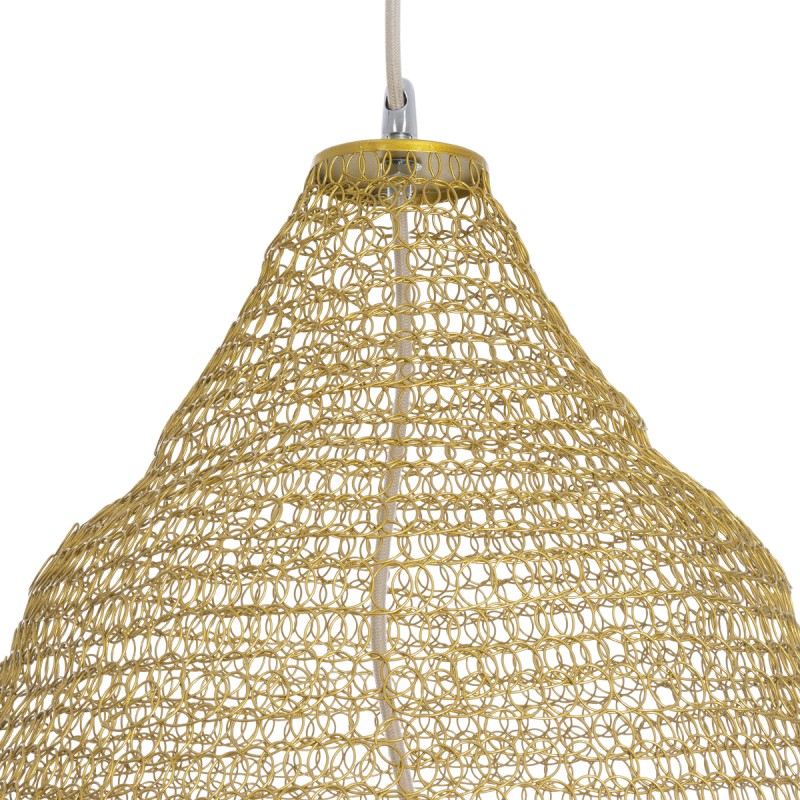 GloboStar® KENTUCKY 01911 Vintage Κρεμαστό Φωτιστικό Οροφής Μονόφωτο 1 x E27 AC220-240V IP20 - Φ60 x Υ80cm - Μπεζ Μεταλλικό με Μπαμπού Πλέγμα