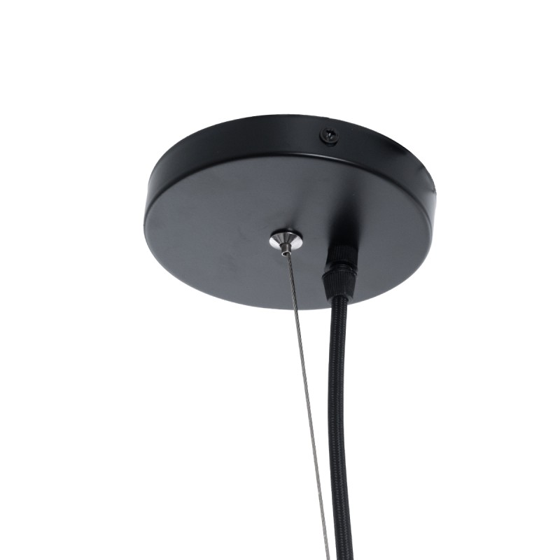 GloboStar® KENTUCKY 01912 Vintage Κρεμαστό Φωτιστικό Οροφής Μονόφωτο 1 x E27 AC220-240V IP20 - Φ60 x Υ70cm - Μαύρο Μεταλλικό με Μπαμπού Πλέγμα