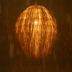 GloboStar® ARCHIPELAGO 01913 Boho Κρεμαστό Φωτιστικό Οροφής Μονόφωτο 1 x E27 AC220-240V IP20 - Φ80 x Υ100cm - Μπεζ Ξύλινο Πλέγμα