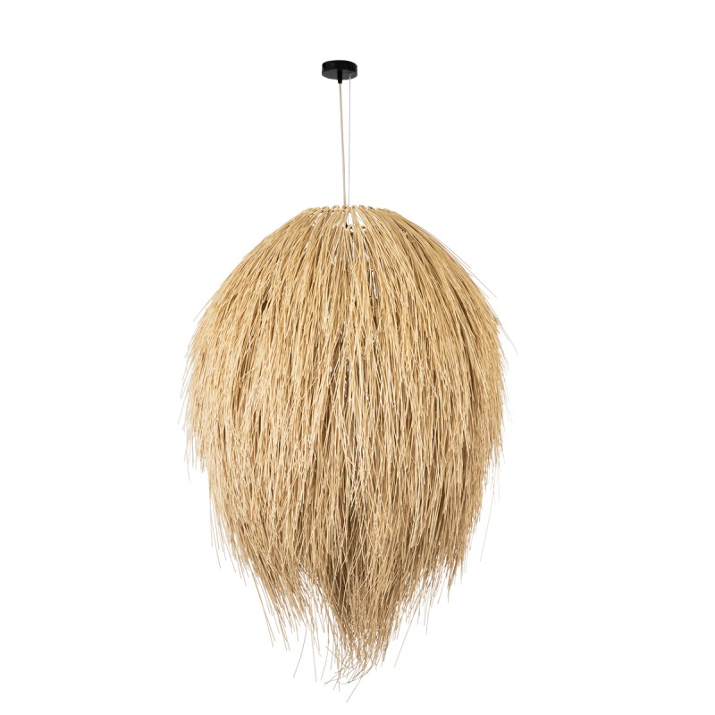 GloboStar® ARCHIPELAGO 01913 Boho Κρεμαστό Φωτιστικό Οροφής Μονόφωτο 1 x E27 AC220-240V IP20 - Φ80 x Υ100cm - Μπεζ Ξύλινο Πλέγμα