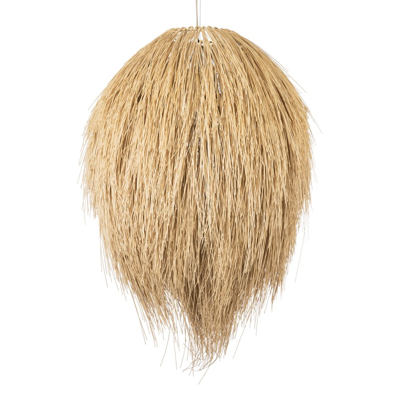 GloboStar® ARCHIPELAGO 01913 Boho Κρεμαστό Φωτιστικό Οροφής Μονόφωτο 1 x E27 AC220-240V IP20 - Φ80 x Υ100cm - Μπεζ Ξύλινο Πλέγμα