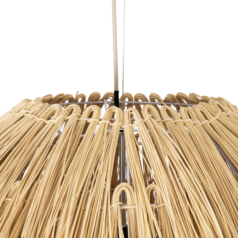 GloboStar® ARCHIPELAGO 01913 Boho Κρεμαστό Φωτιστικό Οροφής Μονόφωτο 1 x E27 AC220-240V IP20 - Φ80 x Υ100cm - Μπεζ Ξύλινο Πλέγμα