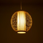 GloboStar® HIBISCUS 01934 Boho Κρεμαστό Φωτιστικό Οροφής Μονόφωτο 1 x E27 AC220-240V IP20 - Φ28 x Υ28cm - Μπεζ Ξύλινο Πλέγμα - 5 Years Warranty