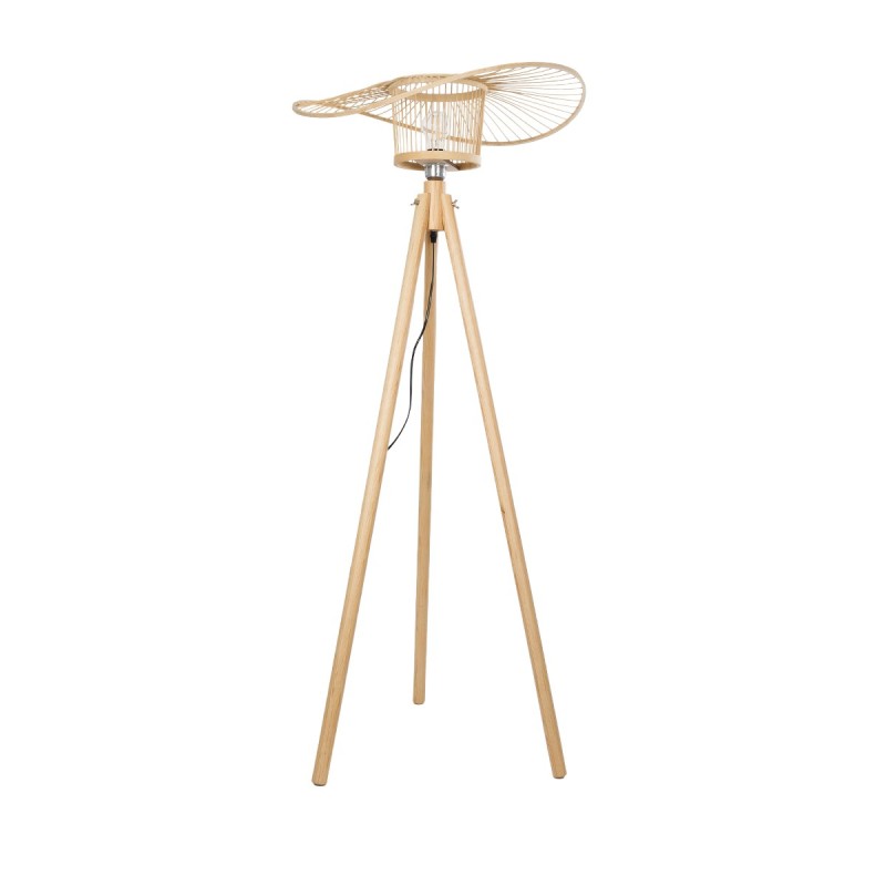 GloboStar® POPPY 01987 Boho Επιδαπέδιο Φωτιστικό Μονόφωτο 1 x E27 IP20 Μπεζ Ξύλο - Μ58 x Π58 x Υ138cm