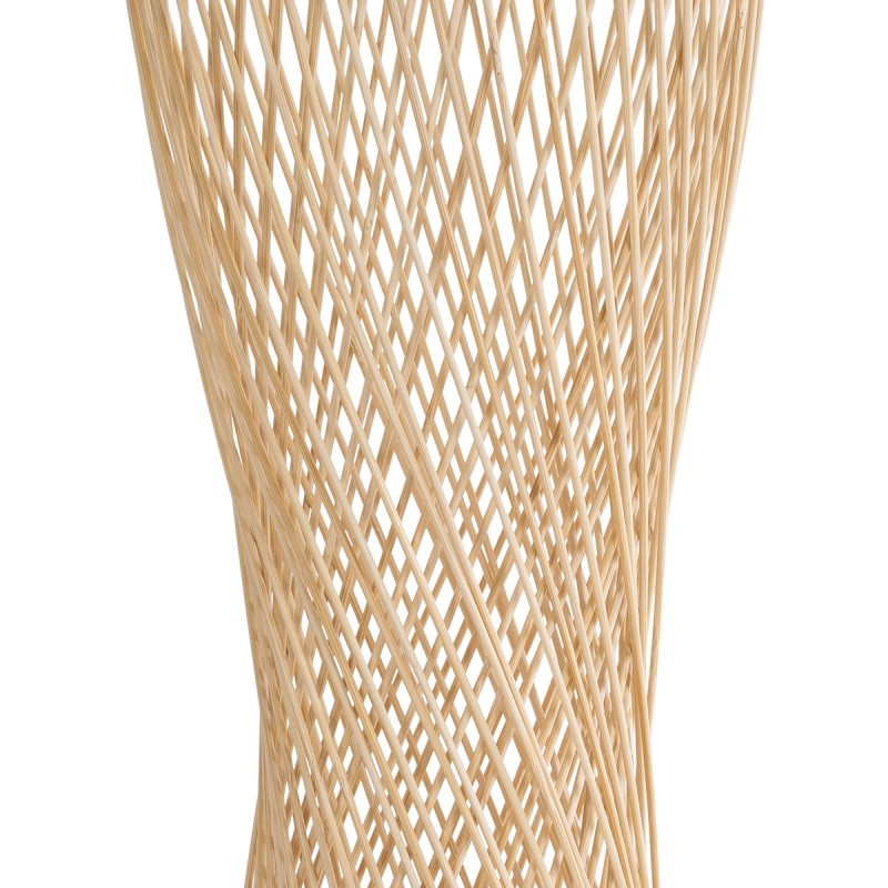 GloboStar® ROWAN 01994 Boho Επιτραπέζιο Φωτιστικό Μονόφωτο 1 x E27 AC220-240V IP20 - Φ17 x Υ42cm - Μπεζ Ξύλινο Μπαμπού Πλέγμα