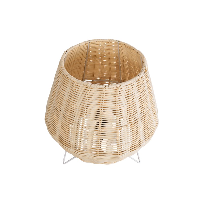 GloboStar® BOLSON 02010 Boho Επιδαπέδιο Φωτιστικό Μονόφωτο 1 x E27 AC220-240V IP20 - Φ30 x Υ30cm - Μπεζ Ξύλινο Μπαμπού Πλέγμα