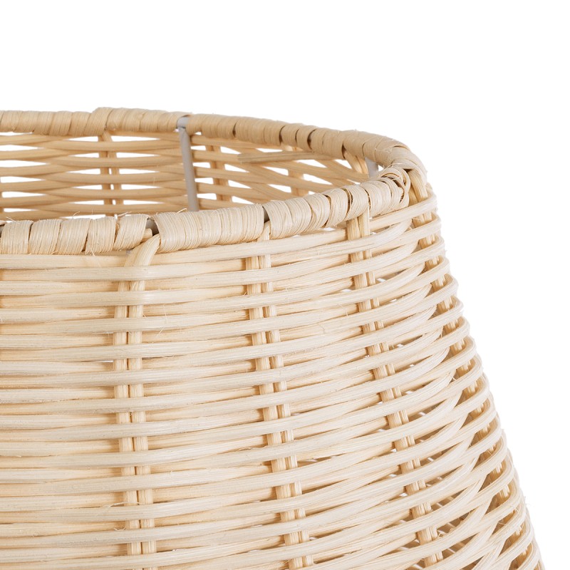 GloboStar® BOLSON 02010 Boho Επιδαπέδιο Φωτιστικό Μονόφωτο 1 x E27 AC220-240V IP20 - Φ30 x Υ30cm - Μπεζ Ξύλινο Μπαμπού Πλέγμα