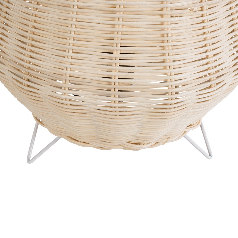 GloboStar® BOLSON 02010 Boho Επιδαπέδιο Φωτιστικό Μονόφωτο 1 x E27 AC220-240V IP20 - Φ30 x Υ30cm - Μπεζ Ξύλινο Μπαμπού Πλέγμα