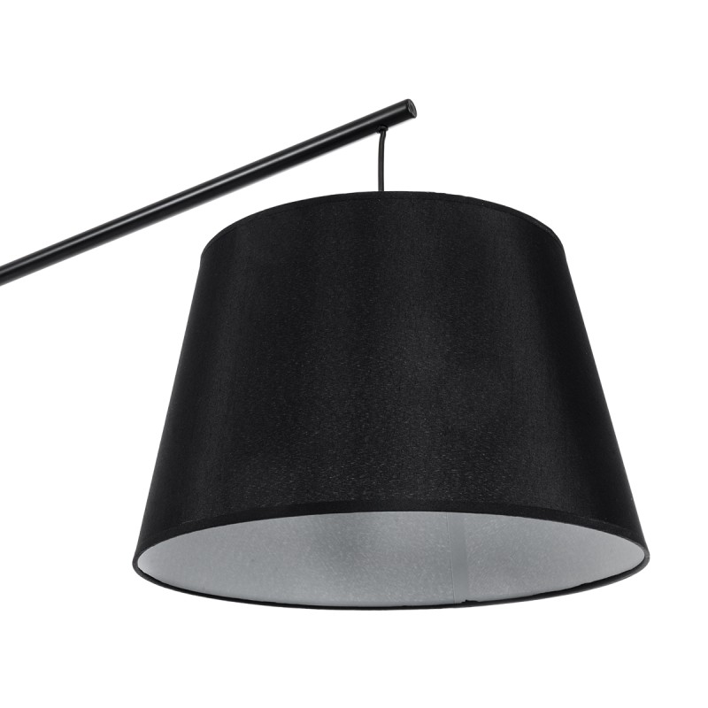 GloboStar® KELSIE 02029 Μοντέρνο Επιδαπέδιο Φωτιστικό Μονόφωτο 1 x E27 AC220-240V IP20 - Μ40 x Π125 x Υ140cm - Μαύρο Μεταλλικό με Μπεζ Ξύλινο Σώμα & Μαύρο Καπέλο