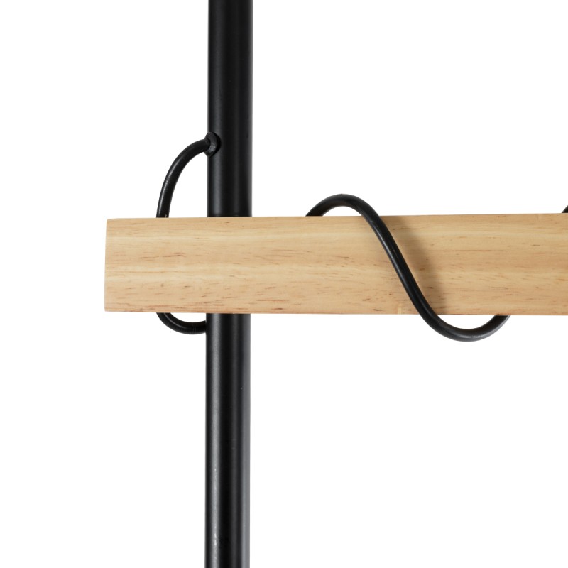 GloboStar® MINDELO 02033 Μοντέρνο Επιδαπέδιο Φωτιστικό Μονόφωτο 1 x E27 AC220-240V IP20 - Μ35 x Π24 x Υ150cm - Μαύρο Μεταλλικό Σώμα με Μπεζ Ξύλινη Βάση