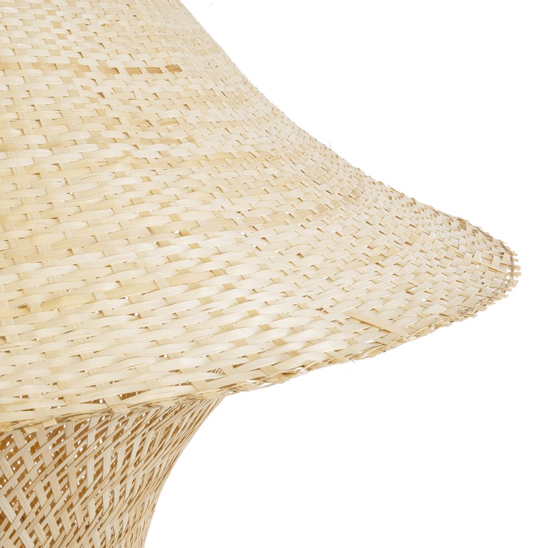 GloboStar® JUNIPER 02047 Boho Κρεμαστό Φωτιστικό Οροφής Μονόφωτο 1 x E27 AC220-240V IP20 - Φ100 x Υ90cm - Μπεζ Ξύλινο Μπαμπού Πλέγμα Καμπάνα