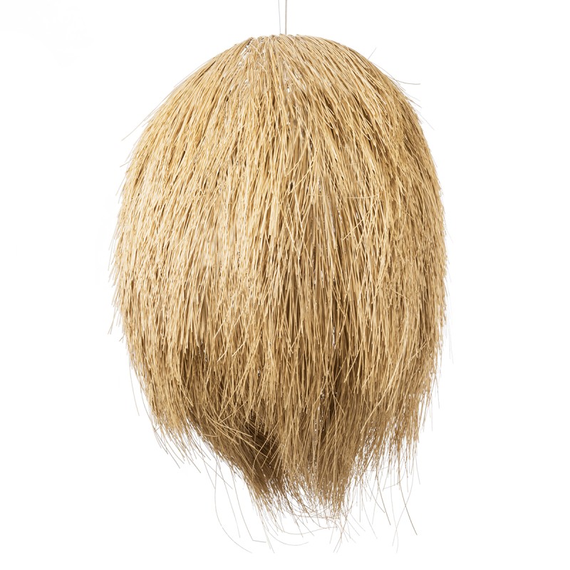 GloboStar® ARCHIPELAGO 02067 Boho Κρεμαστό Φωτιστικό Οροφής Μονόφωτο 1 x E27 AC220-240V IP20 - Φ100 x Υ120cm - Μπεζ Ξύλινο Πλέγμα