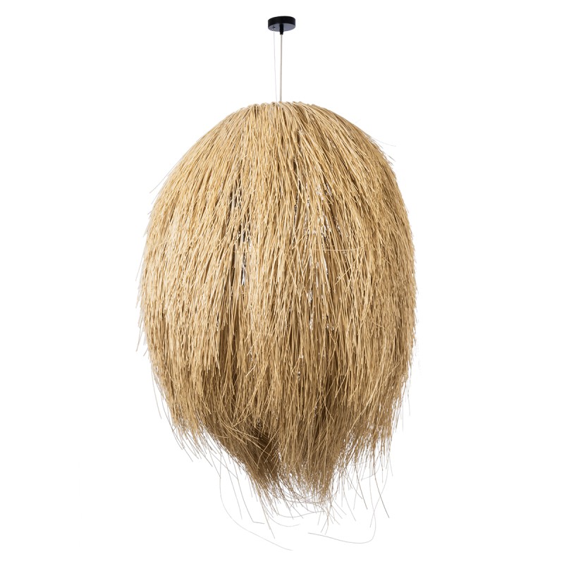 GloboStar® ARCHIPELAGO 02067 Boho Κρεμαστό Φωτιστικό Οροφής Μονόφωτο 1 x E27 AC220-240V IP20 - Φ100 x Υ120cm - Μπεζ Ξύλινο Πλέγμα