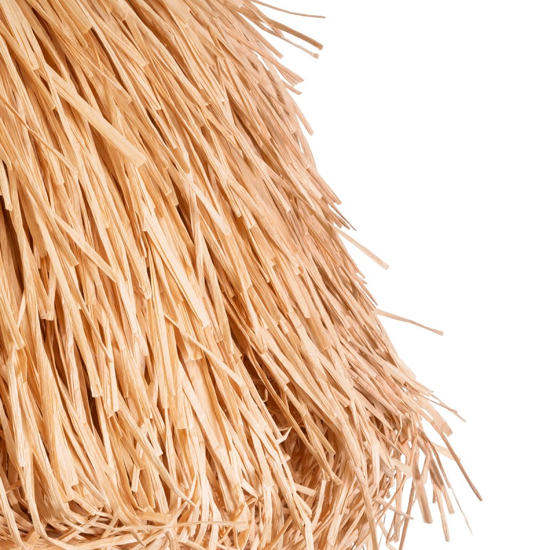 GloboStar® GUADELOUPE 02155 Boho Κρεμαστό Φωτιστικό Οροφής Μονόφωτο 1 x E27 AC220-240V IP20 - Φ80 x Υ60cm - Καφέ Φυσική Ράφια Νήμα Πλέγμα Καμπάνα