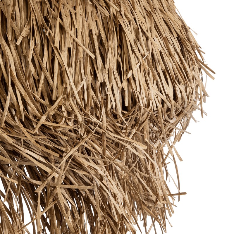 GloboStar® GUADELOUPE 02158 Boho Κρεμαστό Φωτιστικό Οροφής Μονόφωτο 1 x E27 AC220-240V IP20 - Φ80 x Υ60cm - Μπεζ Φυσική Ράφια Νήμα Πλέγμα Καμπάνα