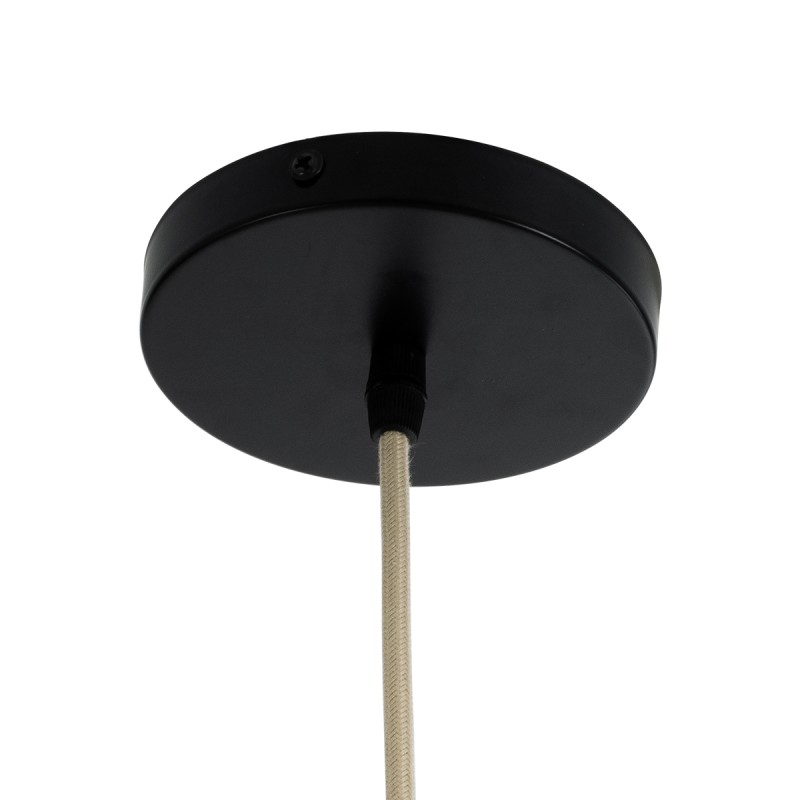 GloboStar® SAINTLUCIA 02160 Boho Κρεμαστό Φωτιστικό Οροφής Μονόφωτο 1 x E27 AC220-240V IP20 - Φ30 x Υ90cm - Χακί Σχοινί με Μπεζ Φυσική Ράφια Νήμα Πλεγμα Καμπάνα