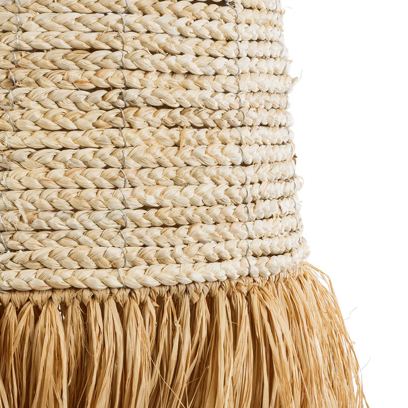 GloboStar® LETA 02171 Boho Κρεμαστό Φωτιστικό Οροφής Μονόφωτο 1 x E27 AC220-240V IP20 - Φ50 x Υ150cm - Μπεζ Φυσική Ράφια Νήμα Πλέγμα Καμπάνα