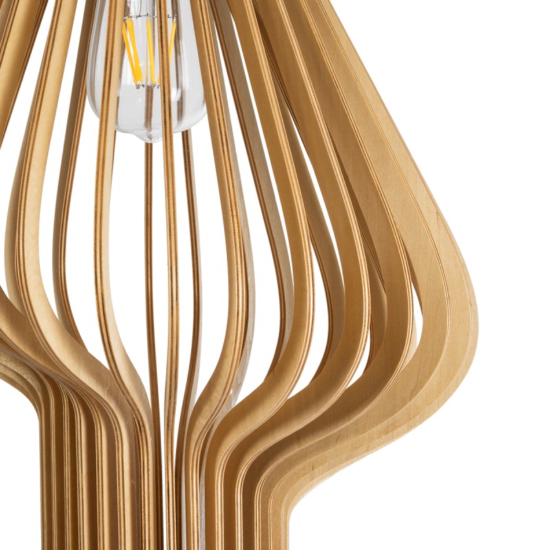 GloboStar® MIHIRO 02172 Boho Κρεμαστό Φωτιστικό Οροφής Μονόφωτο 1 x E27 AC220-240V IP20 - Φ32 x Υ56cm - Καφέ Ξύλινο Πλέγμα