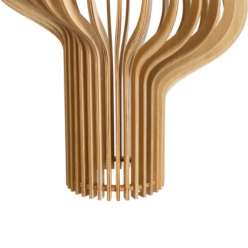 GloboStar® MIHIRO 02172 Boho Κρεμαστό Φωτιστικό Οροφής Μονόφωτο 1 x E27 AC220-240V IP20 - Φ32 x Υ56cm - Καφέ Ξύλινο Πλέγμα