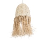 GloboStar® AREMBEPE 02178 Boho Κρεμαστό Φωτιστικό Οροφής Μονόφωτο 1 x E27 AC220-240V IP20 - Φ34 x Υ70cm - Μπεζ Φυσική Ράφια Νήμα Πλέγμα Καμπάνα