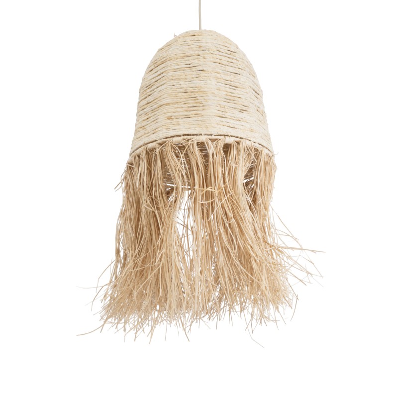 GloboStar® AREMBEPE 02178 Boho Κρεμαστό Φωτιστικό Οροφής Μονόφωτο 1 x E27 AC220-240V IP20 - Φ34 x Υ70cm - Μπεζ Φυσική Ράφια Νήμα Πλέγμα Καμπάνα