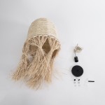 GloboStar® AREMBEPE 02178 Boho Κρεμαστό Φωτιστικό Οροφής Μονόφωτο 1 x E27 AC220-240V IP20 - Φ34 x Υ70cm - Μπεζ Φυσική Ράφια Νήμα Πλέγμα Καμπάνα