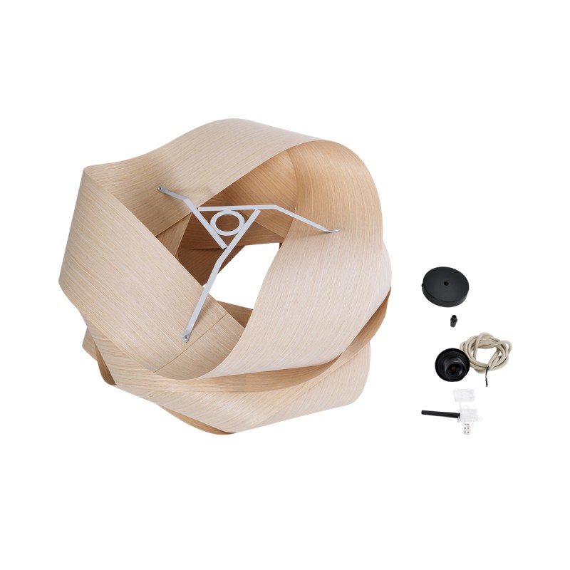 GloboStar® SARDIGNA 02181 Boho Κρεμαστό Φωτιστικό Οροφής Μονόφωτο 1 x E27 AC220-240V IP20 - Φ60 x Υ30cm - Μπεζ Λεπτό Φύλλο Ξύλου Πλέγμα