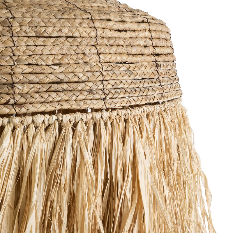 GloboStar® PORTOFERRAIO 02186 Boho Κρεμαστό Φωτιστικό Οροφής Μονόφωτο 1 x E27 AC220-240V IP20 - Φ80 x Υ120cm - Μπεζ Φυσική Ράφια Νήμα Πλέγμα Καμπάνα