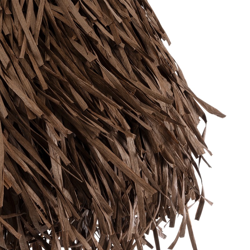 GloboStar® GUADELOUPE 02293 Boho Κρεμαστό Φωτιστικό Οροφής Μονόφωτο 1 x E27 AC220-240V IP20 - Φ50 x Υ40cm - Καφέ Σκούρο Φυσική Ράφια Νήμα Πλέγμα Καμπάνα