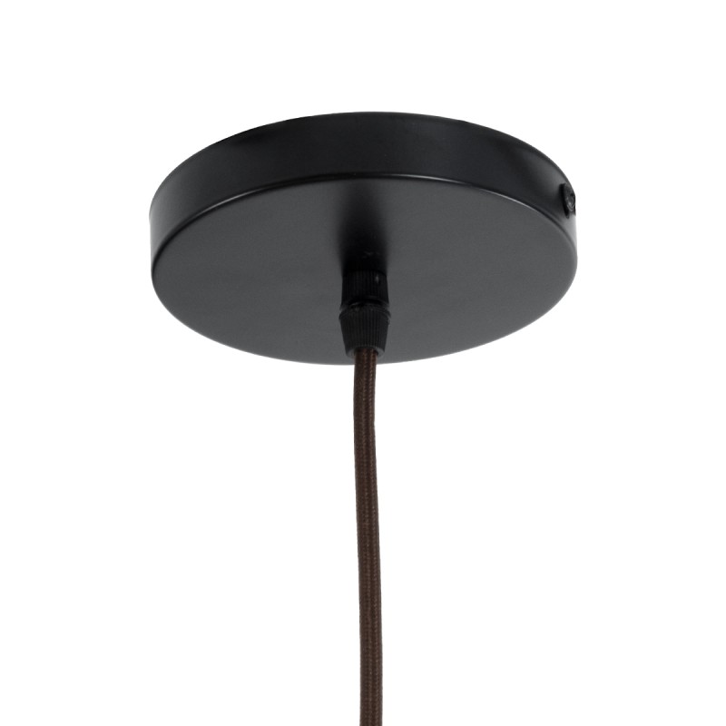 GloboStar® GUADELOUPE 02293 Boho Κρεμαστό Φωτιστικό Οροφής Μονόφωτο 1 x E27 AC220-240V IP20 - Φ50 x Υ40cm - Καφέ Σκούρο Φυσική Ράφια Νήμα Πλέγμα Καμπάνα