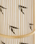 GloboStar® FALKLAND 02307 Boho Επιδαπέδιο Φωτιστικό Μονόφωτο 1 x E27 AC220-240V IP20 - Φ30 x Υ100cm - Λευκό Υφασμάτινο με Μάυρες Λεπτομέρειες και Μπεζ Ξύλινο Μπαμπού Πλέγμα