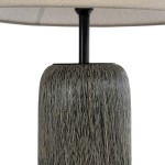 GloboStar® OLIANA 02315 Boho Επιδαπέδιο Φωτιστικό Μονόφωτο 1 x E27 AC220-240V IP20 - Φ55 x Υ110cm - Γκρι Ανθρακί Κεραμικό με Μπεζ Υφασμάτινο Καπέλο