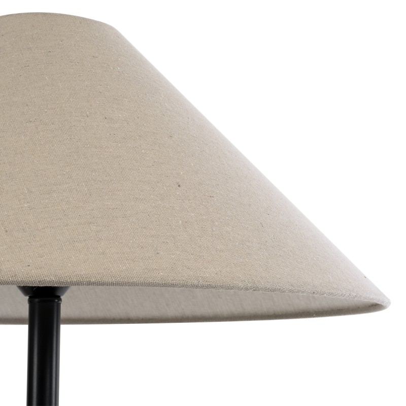 GloboStar® OLIANA 02315 Boho Επιδαπέδιο Φωτιστικό Μονόφωτο 1 x E27 AC220-240V IP20 - Φ55 x Υ110cm - Γκρι Ανθρακί Κεραμικό με Μπεζ Υφασμάτινο Καπέλο