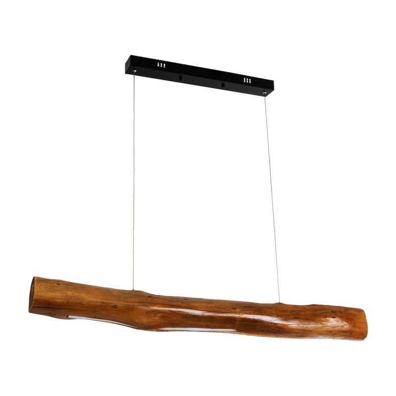 GloboStar® KATRINA 02320 Boho Κρεμαστό Φωτιστικό Οροφής LED 60W AC220-240V IP20 - Φ10 x Μ100cm - Μπεζ Ξύλινο - Φυσικό Λευκό 4500K