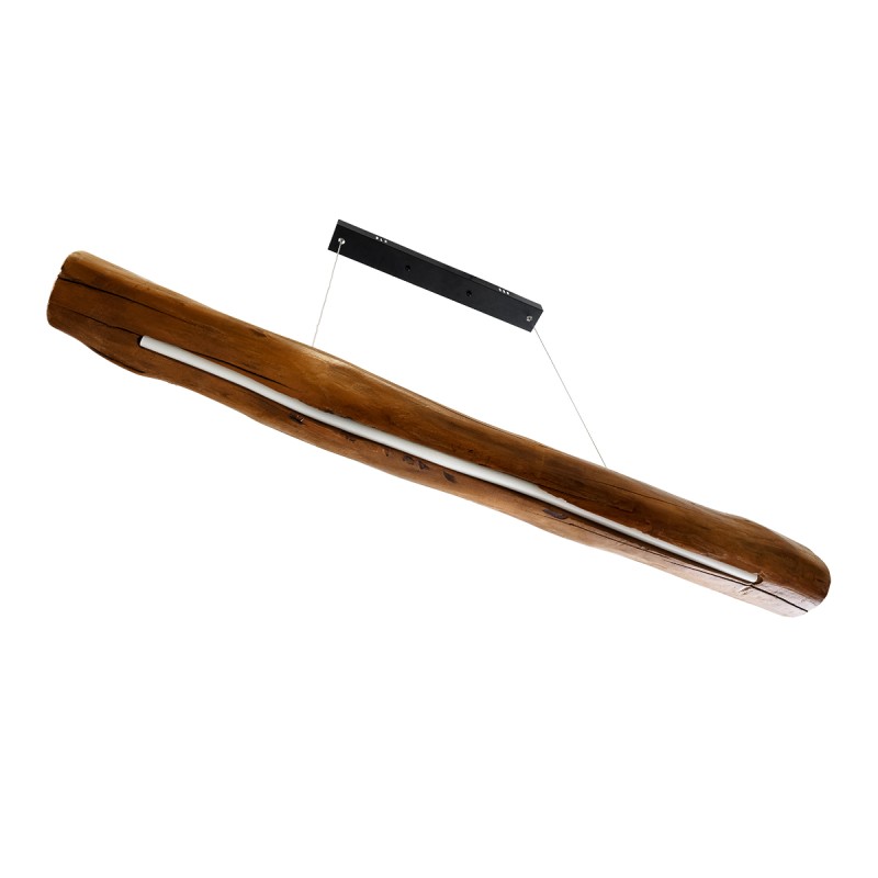 GloboStar® KATRINA 02320 Boho Κρεμαστό Φωτιστικό Οροφής LED 60W AC220-240V IP20 - Φ10 x Μ100cm - Μπεζ Ξύλινο - Φυσικό Λευκό 4500K