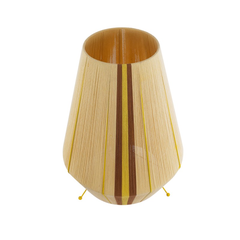 GloboStar® SALERNO 02331 Boho Επιδαπέδιο Φωτιστικό Μονόφωτο 1 x E27 AC220-240V IP20 - Φ50 x Υ70cm - Μπεζ με Καφε και Κίτρινο Λεπτό Νήμα Βαμβακερό Πλέγμα