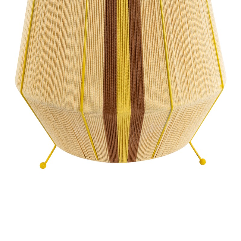 GloboStar® SALERNO 02331 Boho Επιδαπέδιο Φωτιστικό Μονόφωτο 1 x E27 AC220-240V IP20 - Φ50 x Υ70cm - Μπεζ με Καφε και Κίτρινο Λεπτό Νήμα Βαμβακερό Πλέγμα