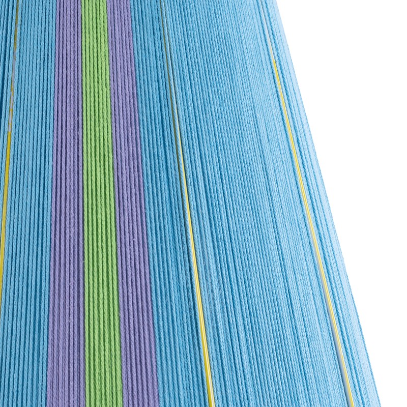 GloboStar® SALERNO 02333 Boho Επιδαπέδιο Φωτιστικό Μονόφωτο 1 x E27 AC220-240V IP20 - Φ50 x Υ70cm - Γαλάζιο με Μωβ και Πράσινο με Κίτρινες Λεπτομέριες Λεπτό Νήμα Βαμβακερό Πλέγμα