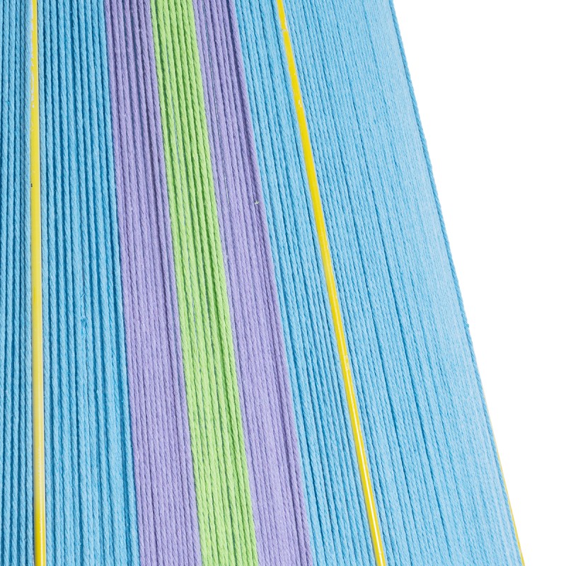 GloboStar® SALERNO 02336 Boho Κρεμαστό Φωτιστικό Οροφής Μονόφωτο 1 x E27 AC220-240V IP20 - Φ50 x Υ60cm - Γαλάζιο με Μωβ και Πράσινο με Κίτρινες Λεπτομέριες Λεπτό Νήμα Βαμβακερό Πλέγμα