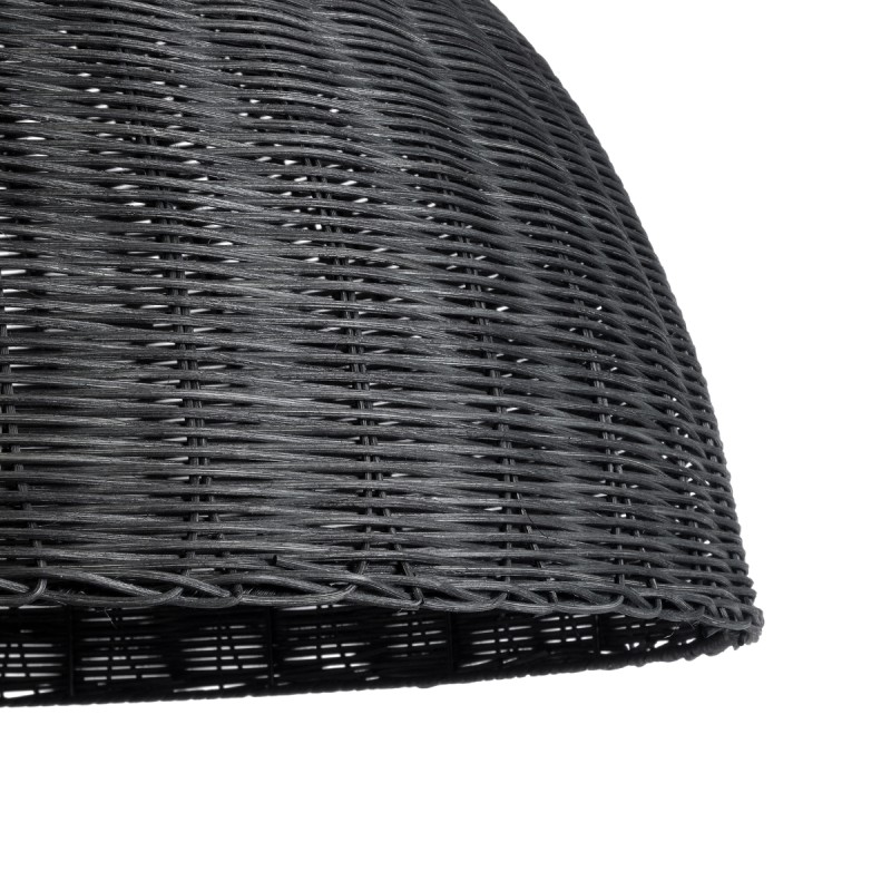 GloboStar® MONTANA 02384 Boho Κρεμαστό Φωτιστικό Οροφής Μονόφωτο 1 x E27 AC220-240V IP20 - Φ80 x Υ40cm - Μαύρο Μπαμπού Πλέγμα Καμπάνα