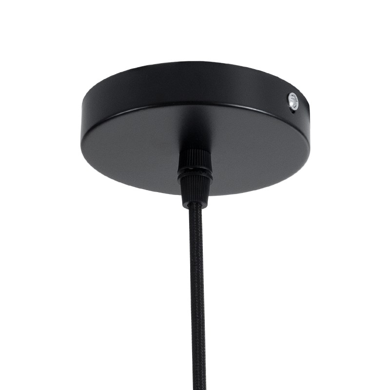 GloboStar® MONTANA 02384 Boho Κρεμαστό Φωτιστικό Οροφής Μονόφωτο 1 x E27 AC220-240V IP20 - Φ80 x Υ40cm - Μαύρο Μπαμπού Πλέγμα Καμπάνα