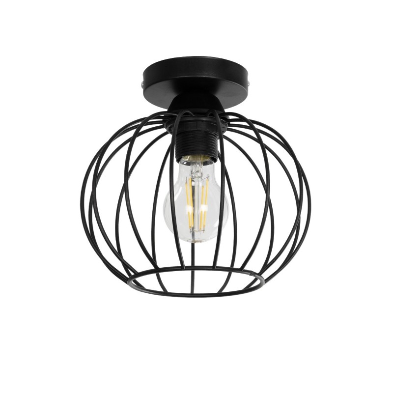 GLOBOSTAR® BITUIN 201-0116 Μοντέρνο Φωτιστικό Οροφής με Ντουί 1 x E27 AC 220-240V IP20 - Μαύρο - Μ21 x Π21 x Υ18cm