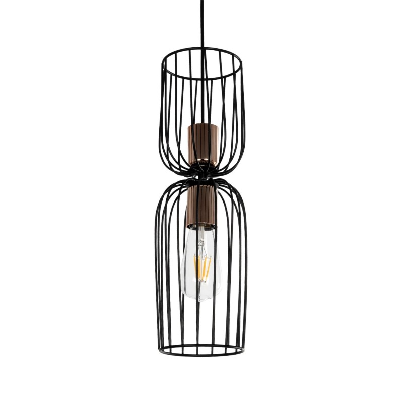 GLOBOSTAR® LAVERA 201-0024 Vintage Κρεμαστό Φωτιστικό Οροφής με Ντουί 1 x E27 AC 220-240V IP20 - Χρυσό & Λευκό - Μ14 x Π14 x Υ44cm