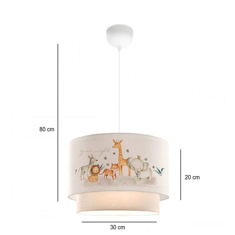 GloboStar® GIRAFFE 204-0007 Παιδικό Κρεμαστό Φωτιστικό Φιγούρα Μονόφωτο 1 x E27 IP20 Λευκό Ύφασμα - Μ30 x Π30 x Υ70cm