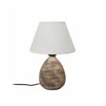 GloboStar® LISBON 204-0150 Vintage Eπιτραπέζιο Φωτιστικό Μονόφωτο 1 x E27 IP20 Καφέ Κεραμικό με Μπεζ Ύφασμα - Μ22 x Π22 x Υ30cm