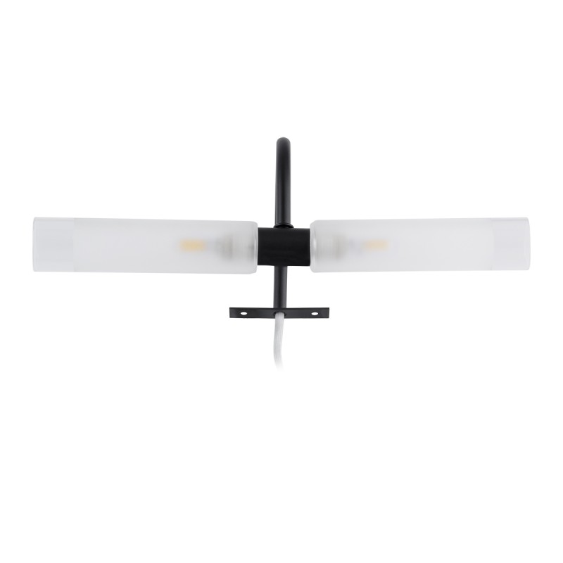 GloboStar® FLORA 60412 Μοντέρνο Φωτιστικό Τοίχου - Απλίκα Καθρέπτη Μπάνιου - Πίνακα 2 x G9 270° AC 220-240V IP44 Μ31 x Π13 x Υ12cm - Μαύρο - 5 Χρόνια Εγγύηση