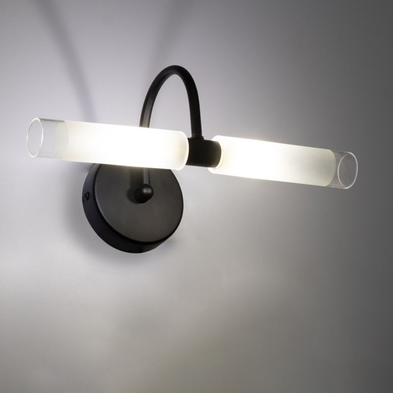 GloboStar® PAOLA 60416 Μοντέρνο Φωτιστικό Τοίχου - Απλίκα Καθρέπτη Μπάνιου - Πίνακα 2 x G9 270° AC 220-240V IP44 Μ31 x Π16 x Υ15cm - Μαύρο - 5 Χρόνια Εγγύηση